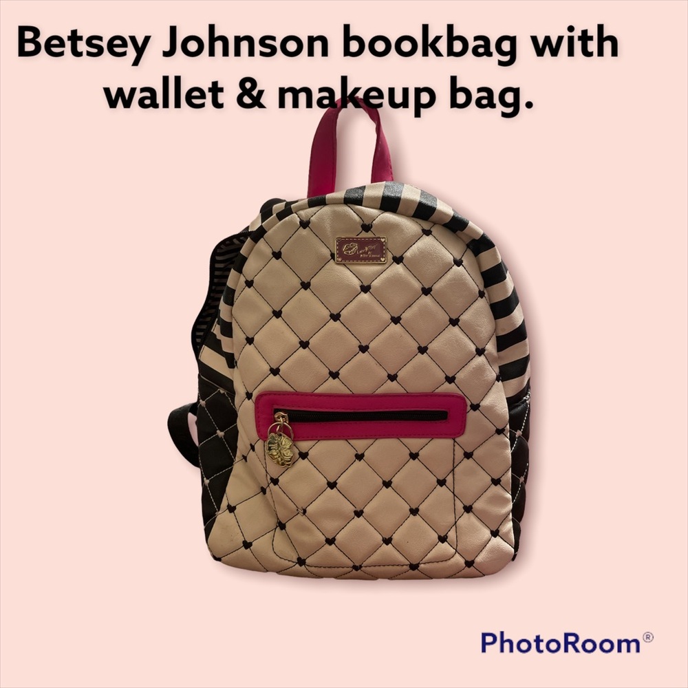 Betsey Johnson backpack w wallet & makeup bag